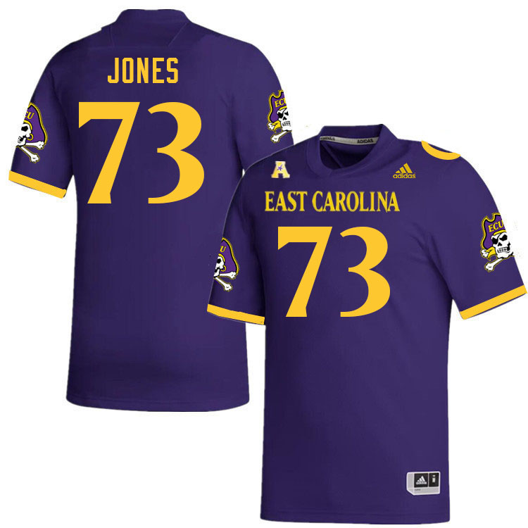 Men #73 Karson Jones ECU Pirates College Football Jerseys Stitched-Purple